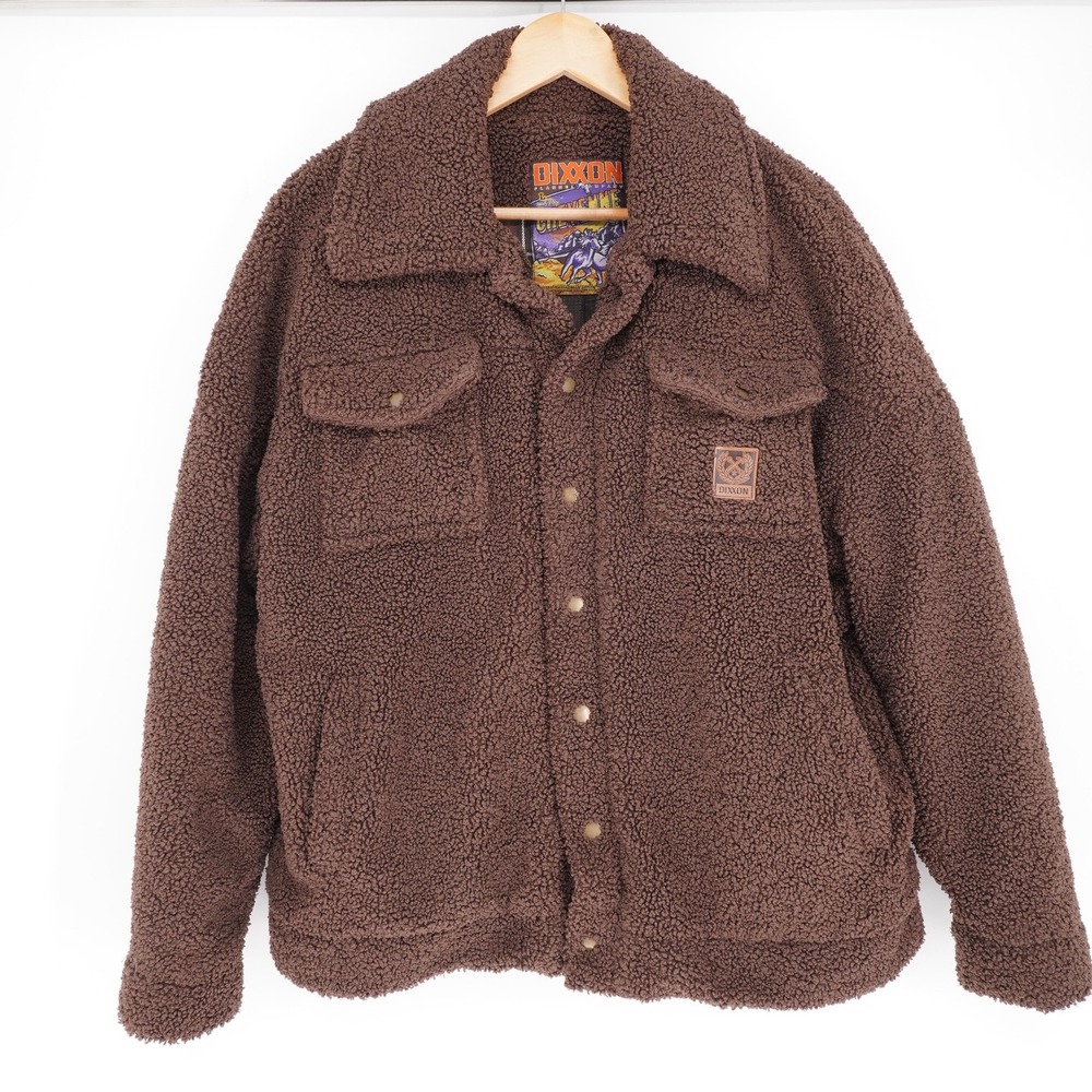 Dixon Flannel Co Sherpa Trucker Jacket Mens M Brown Flannel Lined Pockets Bomber